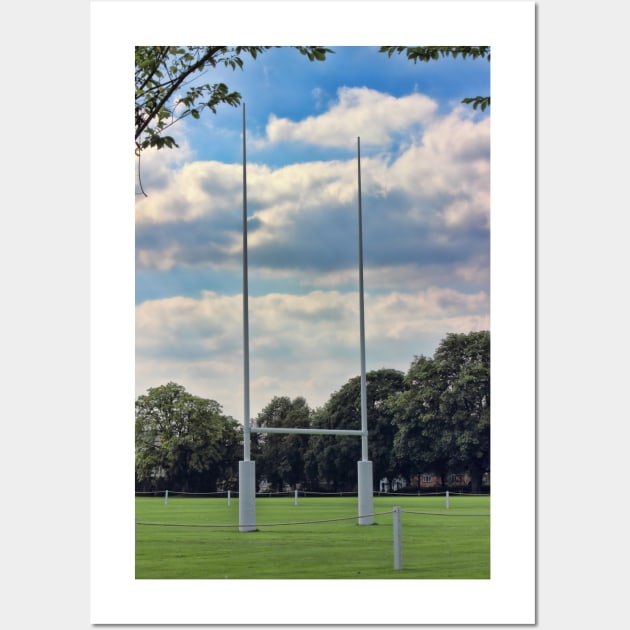 Rugby goal post at Rugby School Wall Art by avrilharris